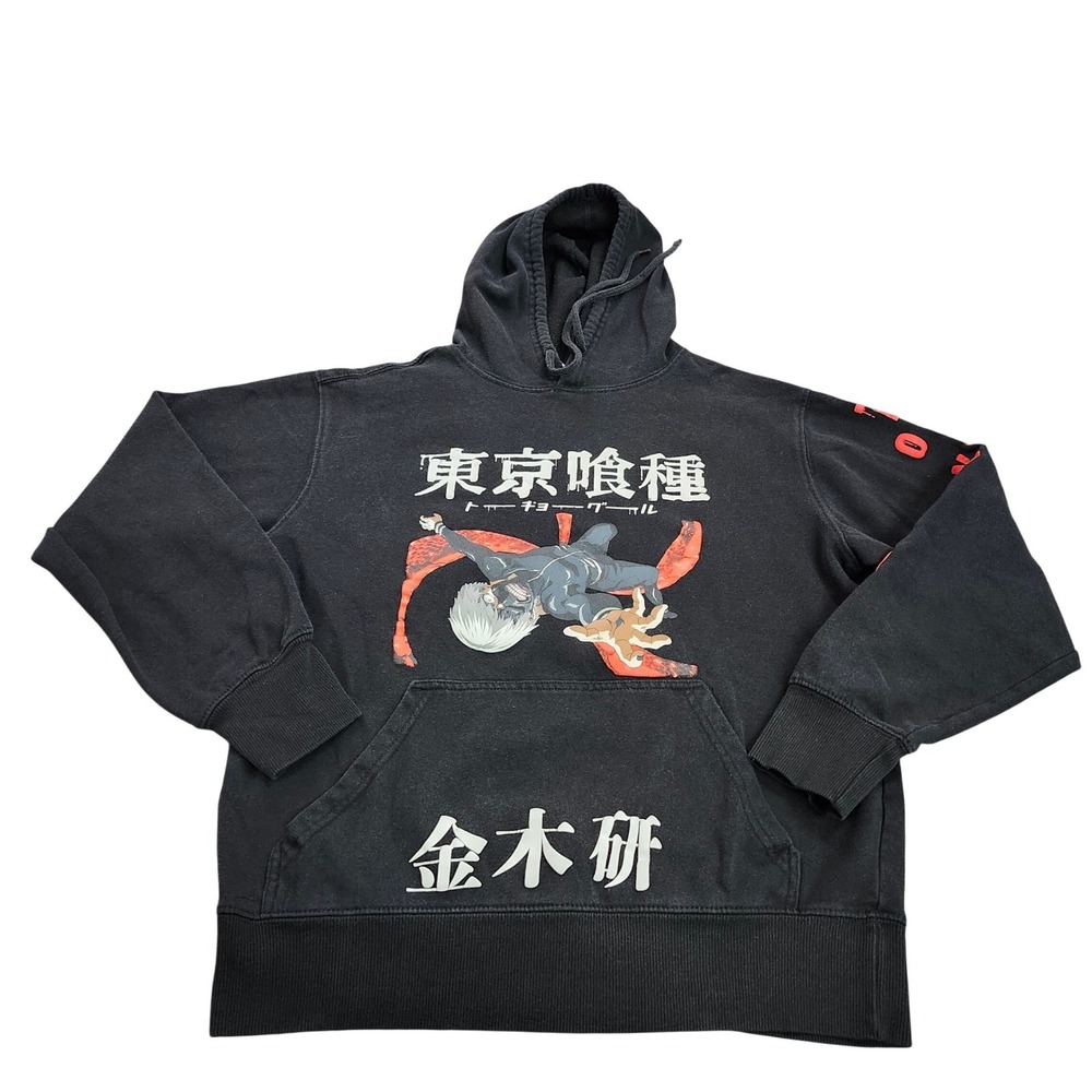 Tokyo Ghoul Hoodie Mens M Graphic Black Ken Kaneki Anime Manga Crunchyroll EUC